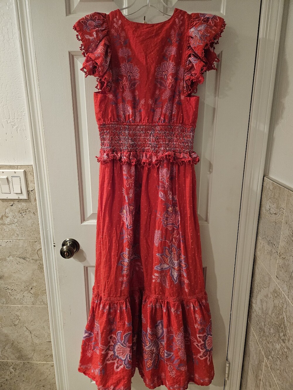 Farm Rio Floral Print Swiss Dot Cotton Voile Maxi Dress XS - Picture 5 of 8